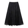 Falda plisada de terciopelo con retazos de encaje Feiyuan para mujer, nuevo estilo otoño e invierno, ropa de trabajo para el día a día, falda plisada de color liso