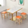Conjunto Simple de Mesa y Sillas para Comedor y Cafetería Seleccionado Cuidadosamente con Mesa de Comedor con Borde Metálico y Sillas de Hierro con Placa de Roca de Mármol