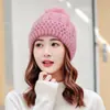 Novedad de Invierno para Mujer Otoño/Invierno Versátil Estilo Coreano Moda Gorro de Lana Engrosado con Forro Polar Cálido Gorro de Punto Gorro de Tejer