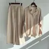 Conjunto Feminino de 2 Peças Plus Size Retro Transfronteiriço Amazon 2025 Terno de Camisa Imitação de Linho Calça Solta de Cintura Alta