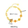 Nuevo Pulsera de Oro Arena Antigua Estilo Chino Color Esmalte Mariposa Flor Ruyi Pulsera para Mujer Sentido de Alta Gama Cobre Chapado en Oro Primera Joyería