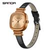 Relógio Feminino Sanda de Quartzo Pequeno Simples de Alto Valor, Elegante, Versátil, Levemente Luxuoso, À Prova D'água, Quadrado Pequeno, Cor de Açúcar