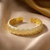 Pulsera de Plata Pura Italiana Cepillada de Venta Caliente en Vivo para Mujer, Brazalete Estilo Corte Antiguo Exquisito con Cierre Tachonado de Diamantes Cielo Estrellado