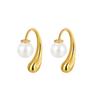 Pendientes de perla con forma de gota estilo retro francés para mujer, diseño ligero de lujo de alta gama, temperamento europeo y americano, pendientes que combinan con todo, joyería para las orejas
