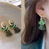 Aretes Étnicos con Borla en Forma de Abanico de Flores para Mujer, Nicho Versátil, Estilo Chino Elegante, Lujo Ligero de Alta Gama