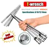 Conjunto de Chaves de Soquete Métricas com Cabo T, Soquetes Sextavados 8 10 12 14mm Para Reparo de Motocicleta e Carro Um conjunto de 4 especificações Atende às necessidades do uso diário