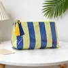 Nuevo neceser de PVC a rayas transfronterizo, bolsa de almacenamiento de artículos de tocador de gran capacidad para viajes a la playa, neceser transparente impermeable
