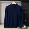 Albas Pequeño Cachemir 100% Cachemir Tejidos de Punto para Hombre Media Cremallera Alta Ropa de Punto Casual de Negocios Ropa de Punto