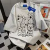 Camiseta Casual Solta Vintage com Estampa Divertida de Cachorro Estilo Japonês 2025 Verão Nova