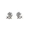 Pendientes de Estrella de Cuatro Puntas Estilo Coreano para Mujer, Diseño Sencillo y Lujoso, Pendientes Incrustados de Circonita, Versátiles para el Viaje Diario, Pendientes Ol al por Mayor