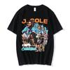 Camiseta de algodón con estampado de patrón de sonrisa torcida de rapero de moda J Cole, top de moda casual de tendencia