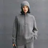 Suéter de Cachemira para Bebé Suéter de Mujer con Media Cremallera y Solapa Diseño Trenzado Manga Larga Prenda Base Lana Suave y Sedosa Otoño e Invierno Nuevo