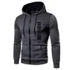 Suéter casual com capuz estampado para homens outono e inverno com forro de fleece com zíper pullover moletom com capuz em estoque