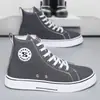 Novos Sapatos Masculinos Transfronteiriços de Cano Alto com Cadarço Versáteis de Lona com Solado Grosso Confortáveis Casuais Tendência Moda Sapatos Atacado