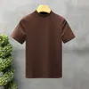 Camiseta Sencilla de Color Sólido con Cuello Medio y Manga Corta para Hombre, Nueva Colección Otoño 2025 Ajustada de una Sola Capa Ropa Interior para Hombre Top de Manga Corta
