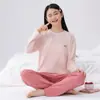 Conjunto de Pijama e Roupa de Casa de Algodão Puro Fino Classe A para Meninas, Roupas Respiráveis de Manga Longa para Ar Condicionado para Crianças Mais Velhas