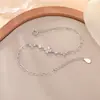 Yi Lu Yin Prata de Lei S925 Trevo de Quatro Folhas Zircônia Pulseira Luxo Leve Versátil Ajustável Exquisite Para o Dia a Dia Prata Joia de Mão Atacado