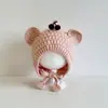 Gorro de punto de oso lindo para otoño e invierno para bebés y niños pequeños, gorro de lana para bebé, gorro de punto cálido hecho a mano para niños y niñas