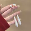 Pendientes de Plata 925 Estilo Francés Niche Gota de Agua Borla Perla Nuevos Retro Personalidad Simple Temperamento Dulce Pendientes para Mujer