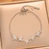 Nuevo Pulsera de Flor y Mariposa de Circonita de Lujo Ligero Estilo Francés para Mujer, Moderna y Versátil, Joyería de Diseño de Nicho de Alta Gama