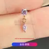 Pendientes de Aleación de Titanio F136 con Circonita Redonda, Incrustación de Circonita Ojo de Caballo, Tornillos para Cartílago con Rosca Interna, Colgantes para Oreja, Joyería para Piercings de Titanio G23
