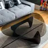 Mesa de centro multifuncional de madera maciza para sala de estar, uso doméstico, mesa de centro minimalista de vidrio transparente estilo ins moderno