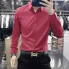 Camisa casual de manga larga para hombre, marca francesa de alta gama, sin planchado, versátil para negocios, suave como la seda, con caída, corte slim, sin planchado