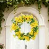 Corona de Jazmín de Invierno Artificial de Primavera Transfronteriza Decoración del Hogar Colgante de Puerta Corona de Alambre Granja Boda Adorno Festivo