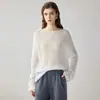 Suéter de Cashmere Redondo Novo para Outono e Inverno para Mulheres com Recorte em Uma Alça Malha de Seda e Cashmere Solta