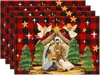 Manteles navideños transfronterizos 4 juegos de platos de cena tazas con tapetes termoaislantes Manteles decorativos para la atmósfera de las fiestas navideñas
