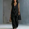 2026 Primavera/Verão Novo Conjunto de Praia Moda Feminino Sem Mangas Cor Sólida Europeu e Americano Transfronteiriço Amazon Wish Comércio Exterior