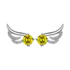 Aretes Carlime Alas de Ángel Diamante de Color Volando con Dos Alas Aretes de Alas de Ángel Simples Elegantes Pendientes de Celebridad de Internet
