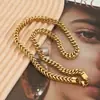 Corrente de joia de aço inoxidável europeia e americana ouro 18K moda simples diy feita à mão corrente lisa hip hop colar para homens e mulheres