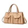 Bolso de Mano Vintage para Mujer 2026 Nuevo Modelo Gran Capacidad Bolso Cruzado Hebilla de Cinturón de Cuero Marrón Decoración Bolso Boston Bolso de Hombro Único para Viajar