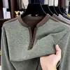 Camiseta de Manga Larga para Hombre de Venta Caliente Primavera Mediana Edad Moda Casual Cuello Alto Capa Base Sudadera Holgada Sudadera Transfronteriza Hombre