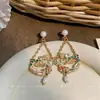 Pendientes de Botón Geométricos de Perlas y Pedrería Estilo Corte Usados Personalidad de Nicho Retro Pendientes Exquisitos Lujo Ligero Sensación de Gama Alta Accesorios para Pendientes