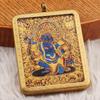 Pingente Thangka Pintado à Mão Ouro Guardião Estilo Étnico Unissex Face Única Amarelo Deus da Riqueza Pingente Acessórios Pingente Cordão