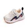 Zapatos casuales deportivos de rayas onduladas con velcro para niñas, zapatos blancos para niños, suela suave, antideslizantes, funcionales MY2306