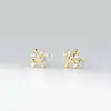 Nalan Plata de Ley S925 Exquisita Moda Coreana Fresca Pequeño Bosque de Árboles Pequeño Incrustado de Diamantes Joyería de Oreja Linda G5881