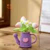 Exquisita regadera de ganchillo hecha a mano, adorno para plantas, linda y relajante, adecuada para decoración de escritorio y como regalo hecho a mano