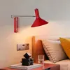 Lámpara de Pared Extensible de Brazo Largo con Brazo Oscilante de Estilo Francés Vintage para Pared de Fondo de Sala de Estar, Lámpara de Mesita de Noche de Dormitorio, Lámpara de Pared de Lectura