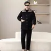 Novo Conjunto de Inverno Quente Espesso com Forro de Fleece Masculino da Beijianglang, Roupa de Casa, Jaqueta e Calça de Algodão, Pijama Masculino com Forro de Fleece