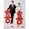 Adesivos de Felicidade Dupla Extra-Grandes para Viagem, Lua de Mel, Adereços de Foto, Registro de Casamento, Noivado e Casamento Especial Pequeno de Check-In Portátil