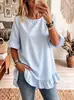 2026 Verano Tienda Online Independiente Amazon Transfronterizo Europeo y Americano Moda Femenina Manga Corta Rayas Holgada Casual Blusa con Volantes