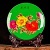 Flores Amarelas Imperiais e Prato Artesanal de Cerâmica Rica Jingdezhen Placa de Apreciação de Cerâmica Clássica Chinesa Placa de Pêndulo Placa de Relógio Placa Decorativa
