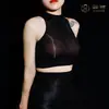 Top Transparente Brillante Qinghe 912, Medias Finas Sexys, Camiseta sin Mangas Ajustada, Lencería Erótica Femenina Sin Costuras Brillante