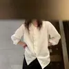 Camisa vintage de algodón estilo francés con cuello en V, jacquard pesado, manga corta para mujer, favorecedora y estilizante, adecuada para ir al trabajo, top tipo camisa estilo coreano