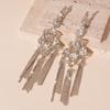 Personalidad Exagerada, Pendientes Largos de Borla con Forma de Gota de Agua Incrustada de Diamantes, Elegantes Europeos y Americanos, Lujo Ligero, Pendientes de Gama Alta para Mujer