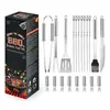 Amazon Novo Conjunto de Grelha de Aço Inoxidável Ferramentas Combinadas para Churrasco Conjunto de Churrasco ao Ar Livre Conjunto de Churrasco