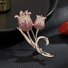 Broche Tulipa Clássico Elegante de Zircônio Colorido de Alta Qualidade Temperamento Alta Qualidade Fabricante Atacado de Broche Corsage Floral